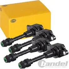 Aktuell 4x HELLA ZÜNDSPULE 3 POLIG passend für NISSAN MICRA III 1.0+1.2+1.4 16V NOTE 1.4