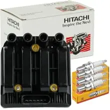 ASTEMO HITACHI ZÜNDSPULE+NGK ZÜNDKERZEN für VW BORA GOLF 4 BORA OCTAVIA 1 Solange Der Vorrat Reicht