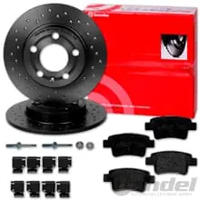 Jetzt Kaufen brembo GELOCHTE SPORT-BREMSSCHEIBEN + BELÄGE HINTEN passend für OPEL CORSA D