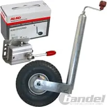 Neue Ware ALKO AL-KO STÜTZRAD PLUS LUFT 200 kg + KLEMMSCHELLE FÜR ANHÄNGER WOHNWAGEN