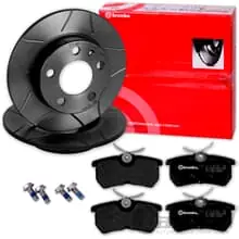 Echt brembo GESCHLITZTE BREMSSCHEIBEN + BELÄGE HINTEN für FORD FIESTA MK6 + FOCUS MK1