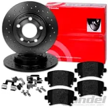 Markenware brembo GELOCHTE BREMSSCHEIBEN+BELÄGE HINTEN für AUDI TT 8J Coupe Roadster