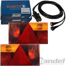 Must-Have KNOTT / ASPÖCK MULTIPOINT 1 ANHÄNGER HECKLEUCHTEN-SET + 5-Meter KABEL-SATZ 7-Pol