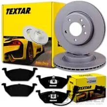 Saisonangebot TEXTAR BREMSSCHEIBEN + BELÄGE VORNE für VW GOLF 5 6 AUDI A3 8P OCTAVIA LEON